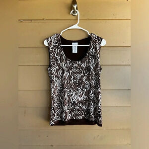 Vintage Floral Sleeveless Tank Top - Size M